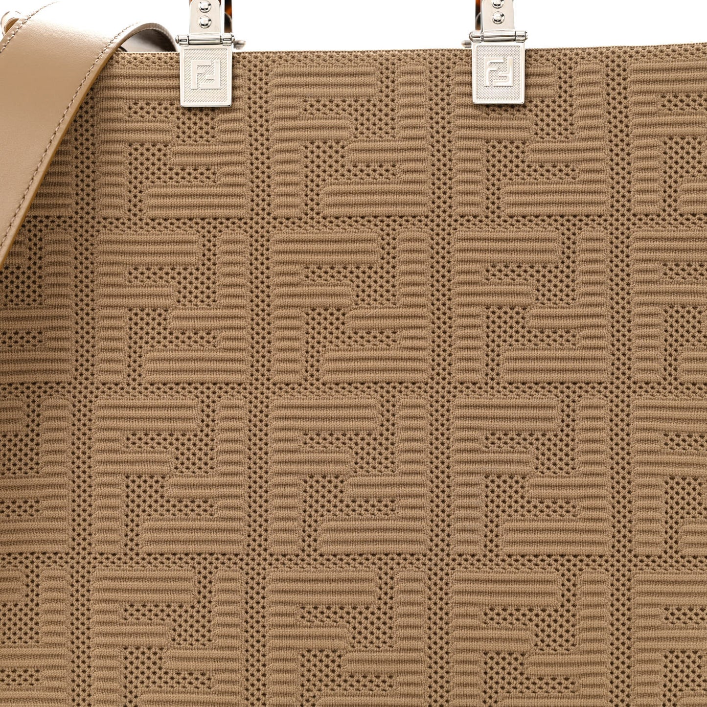 Technical Fabric Plexiglass FF Medium Fendi Sunshine Shopper Tote Sand