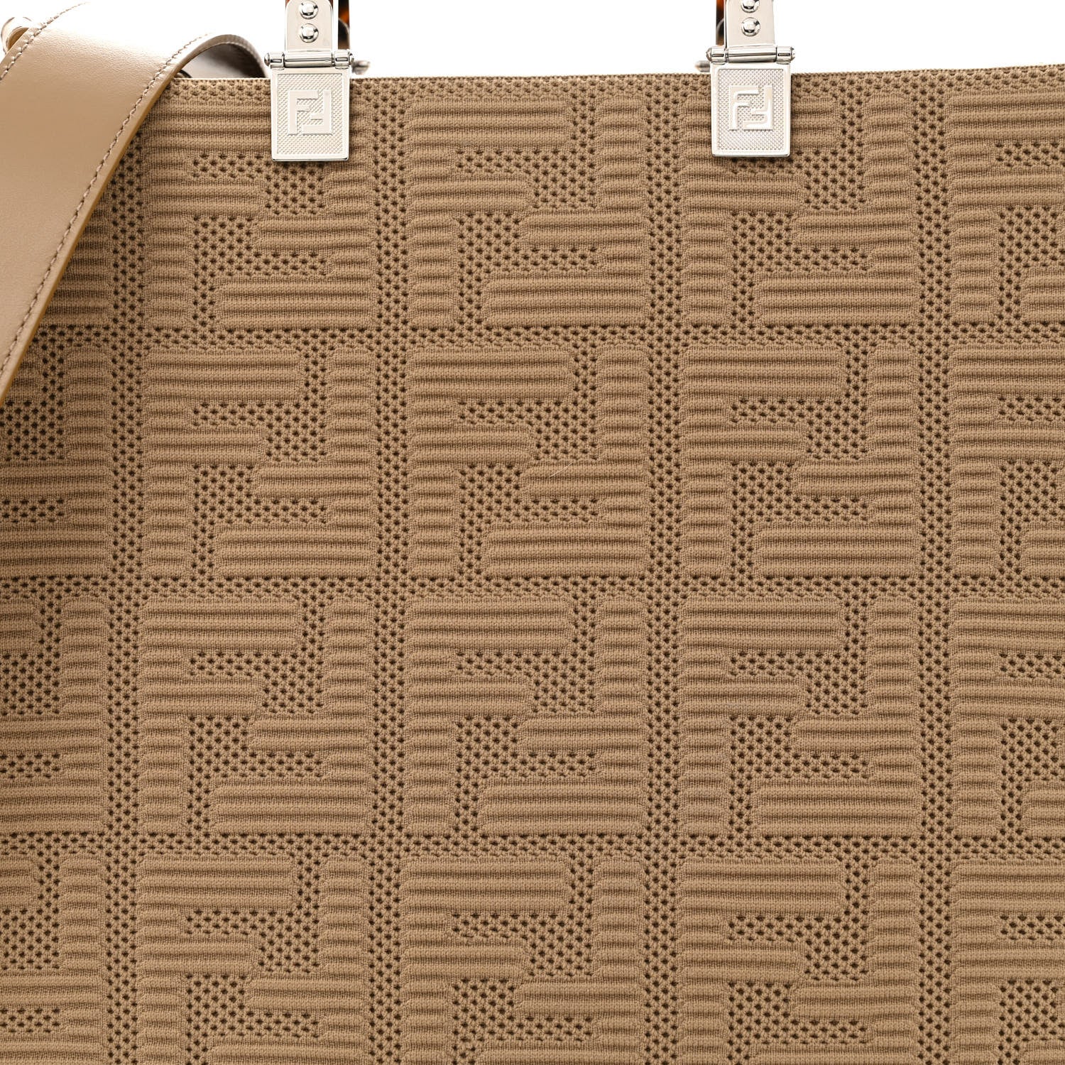 Fendi Technical Fabric Plexiglass FF Medium Fendi Sunshine Shopper Tote Sand 8 of 10