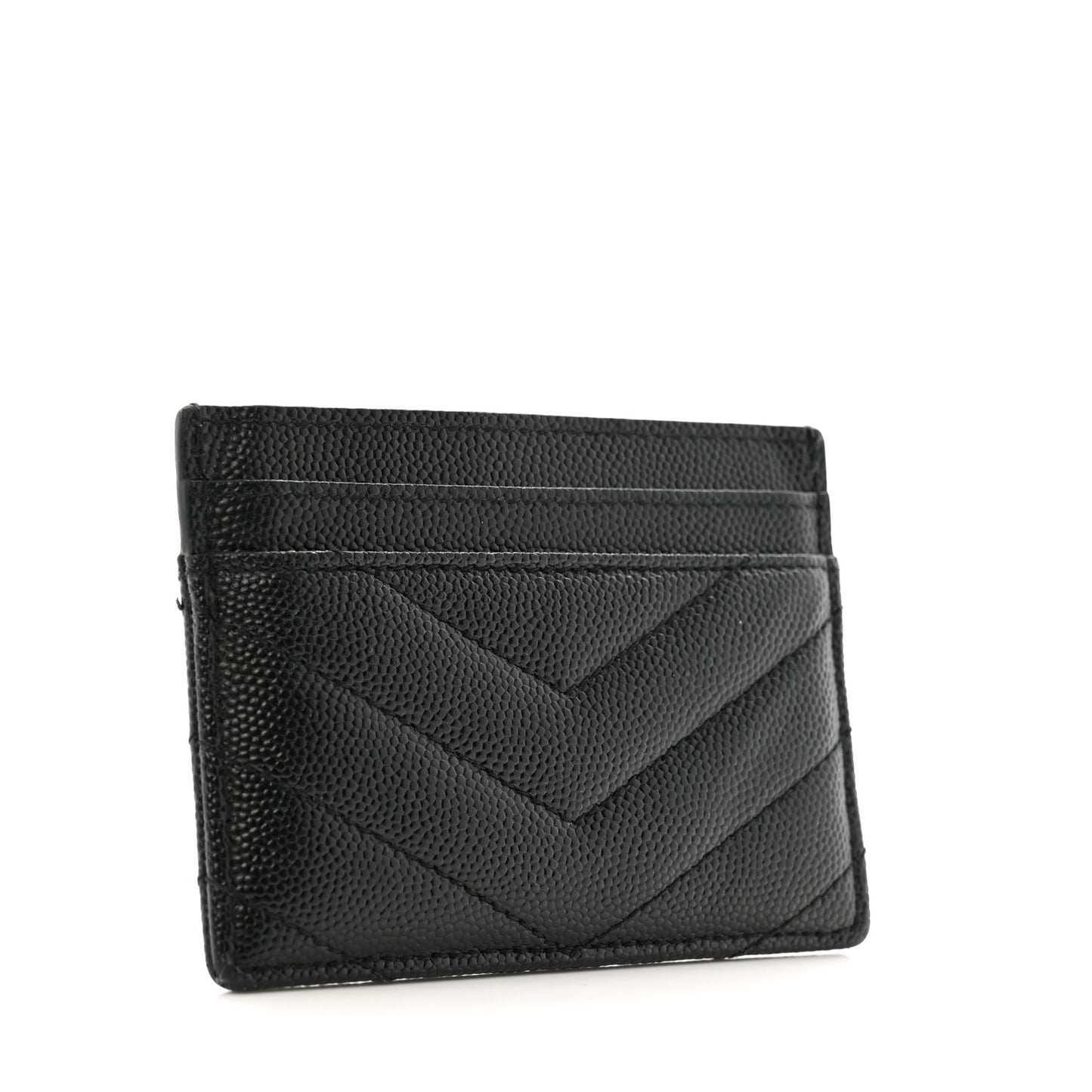 Grain De Poudre Matelasse Chevron Monochrome Monogram Credit Card Case Black