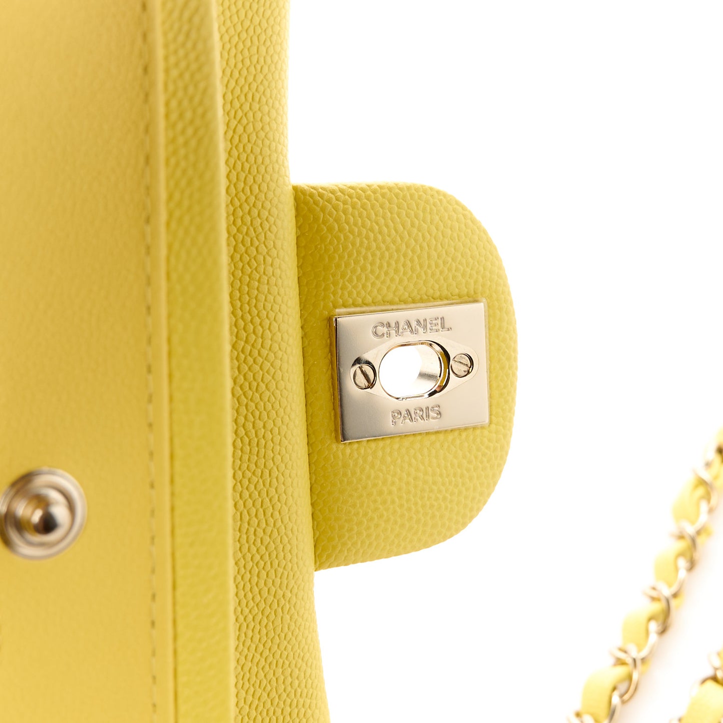 Caviar Quilted Small Double Flap Light Yellow