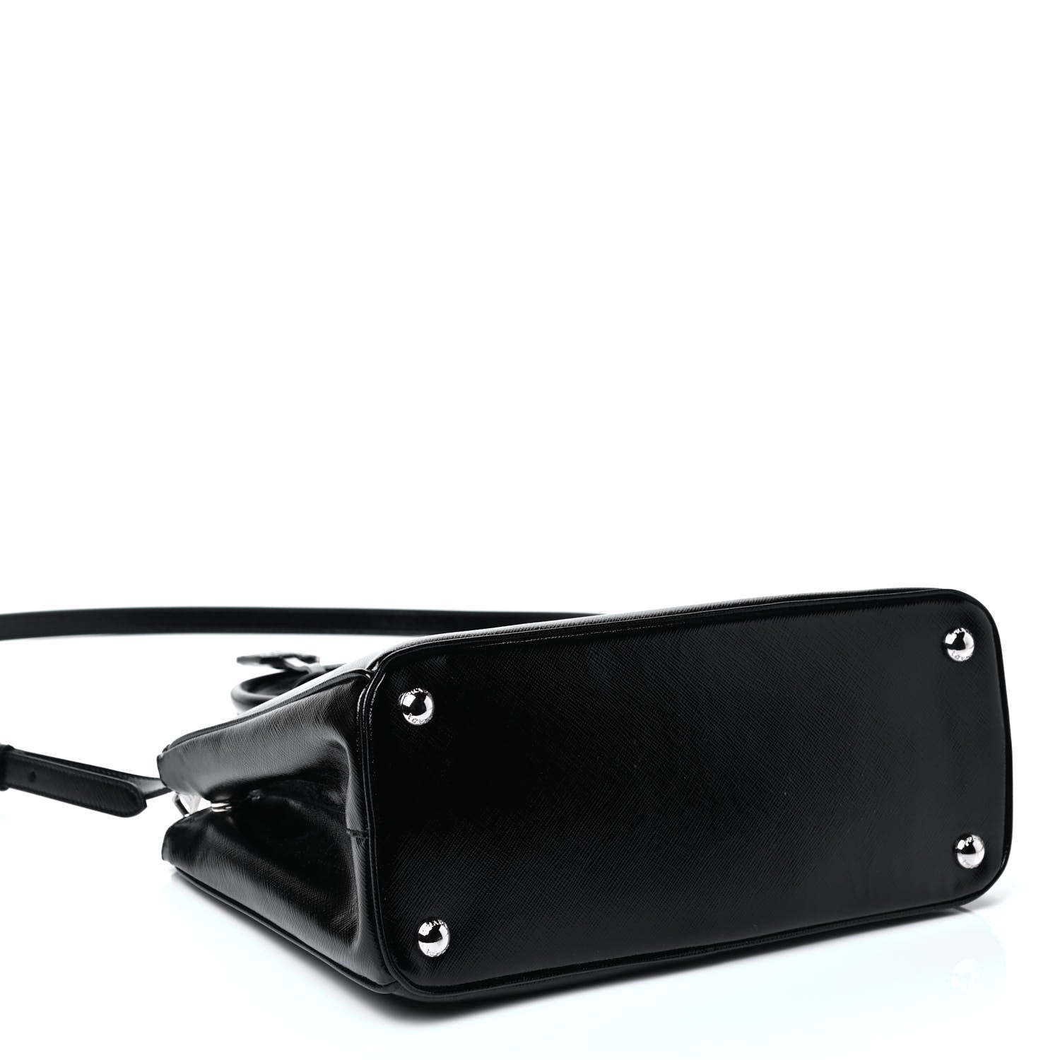 Prada Saffiano Vernice Small Zip Tote Black 3 of 4
