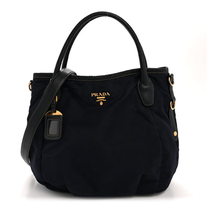 Prada Tessuto Nylon Vitello Daino Tote Bleu 1 of 15