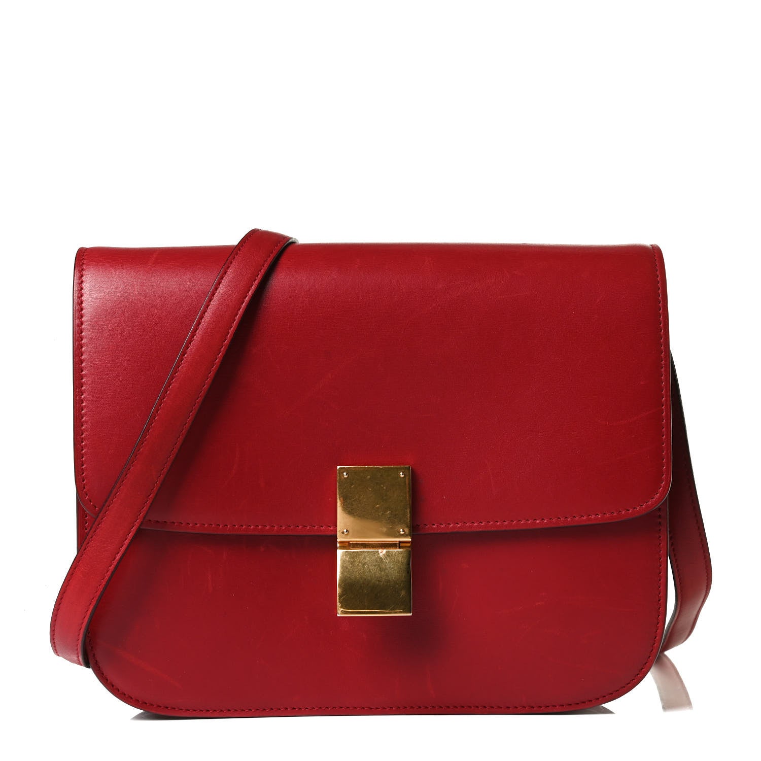 Celine Box Calfskin Medium Classic Box Flap Bag Red 1 of 17