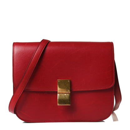 Celine Box Calfskin Medium Classic Box Flap Bag Red 1 of 17