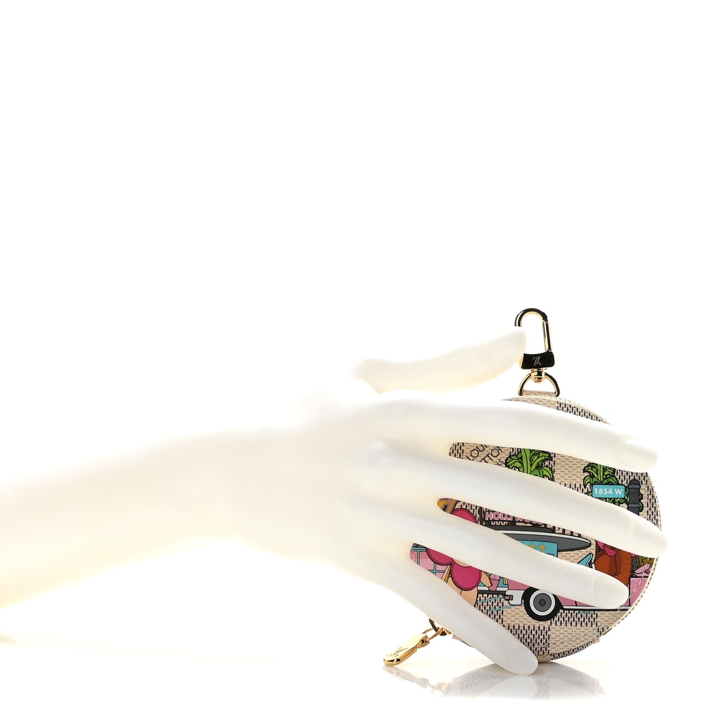 Damier Azur 2021 Christmas Animation Hollywood Bag Charm Fuchsia