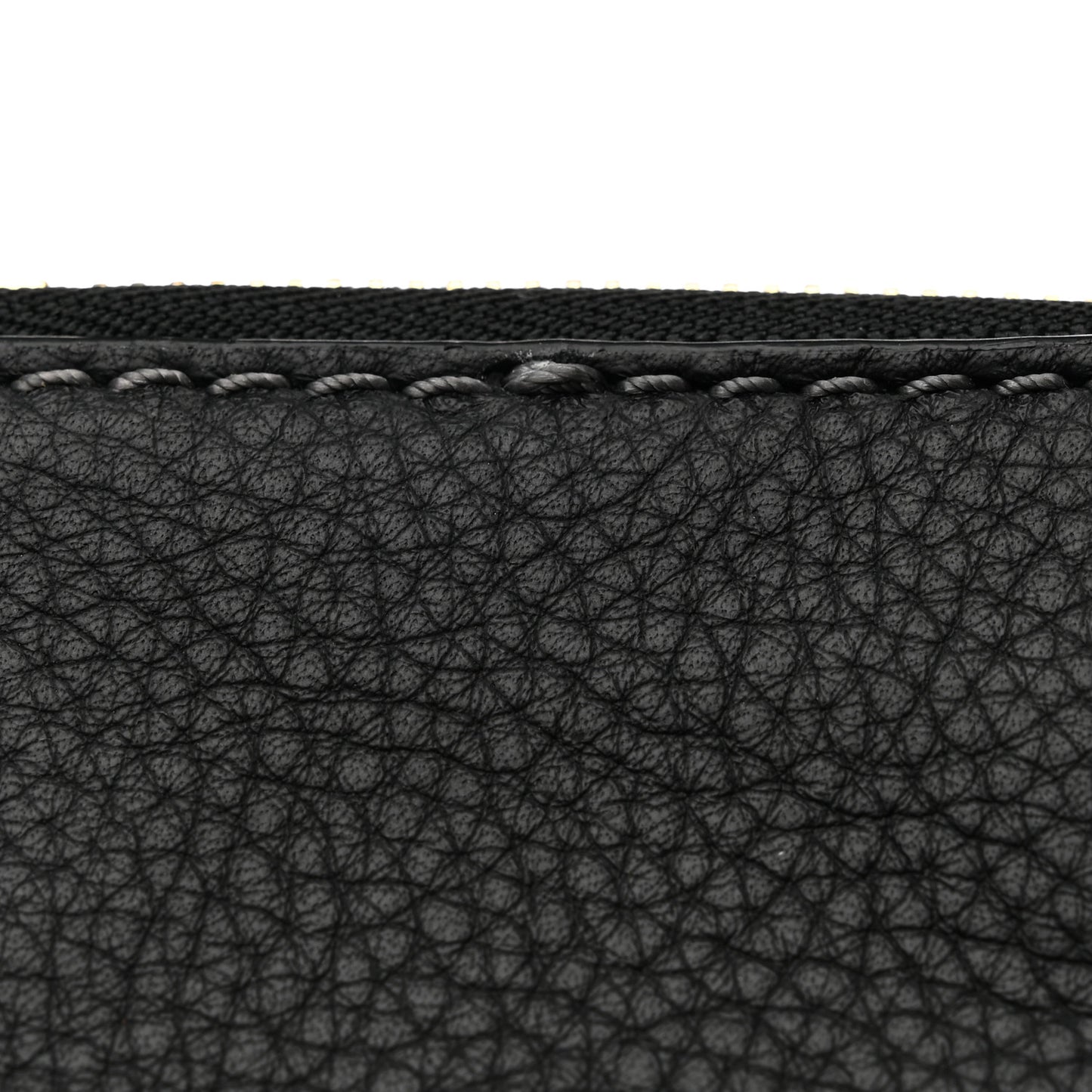 Grained Calfskin Medium Marcie Zip Card Holder Black