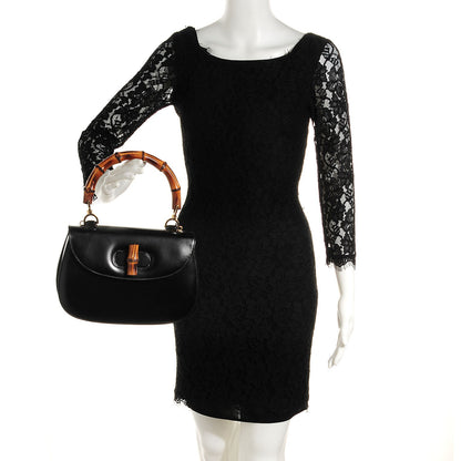 Gucci Leather Bamboo Top Handle Bag Black 2 of 7