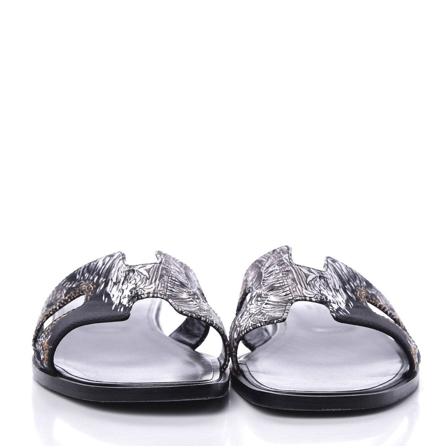 Silk Printed Equateur Tattoo Oran Sandals 37.5 Black