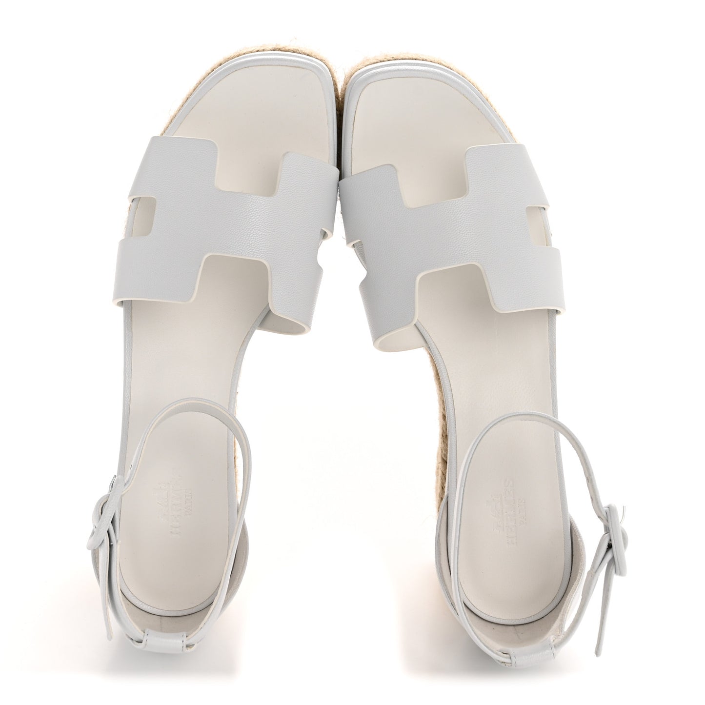 Goatskin Elda Espadrille Wedge Sandals 38 White