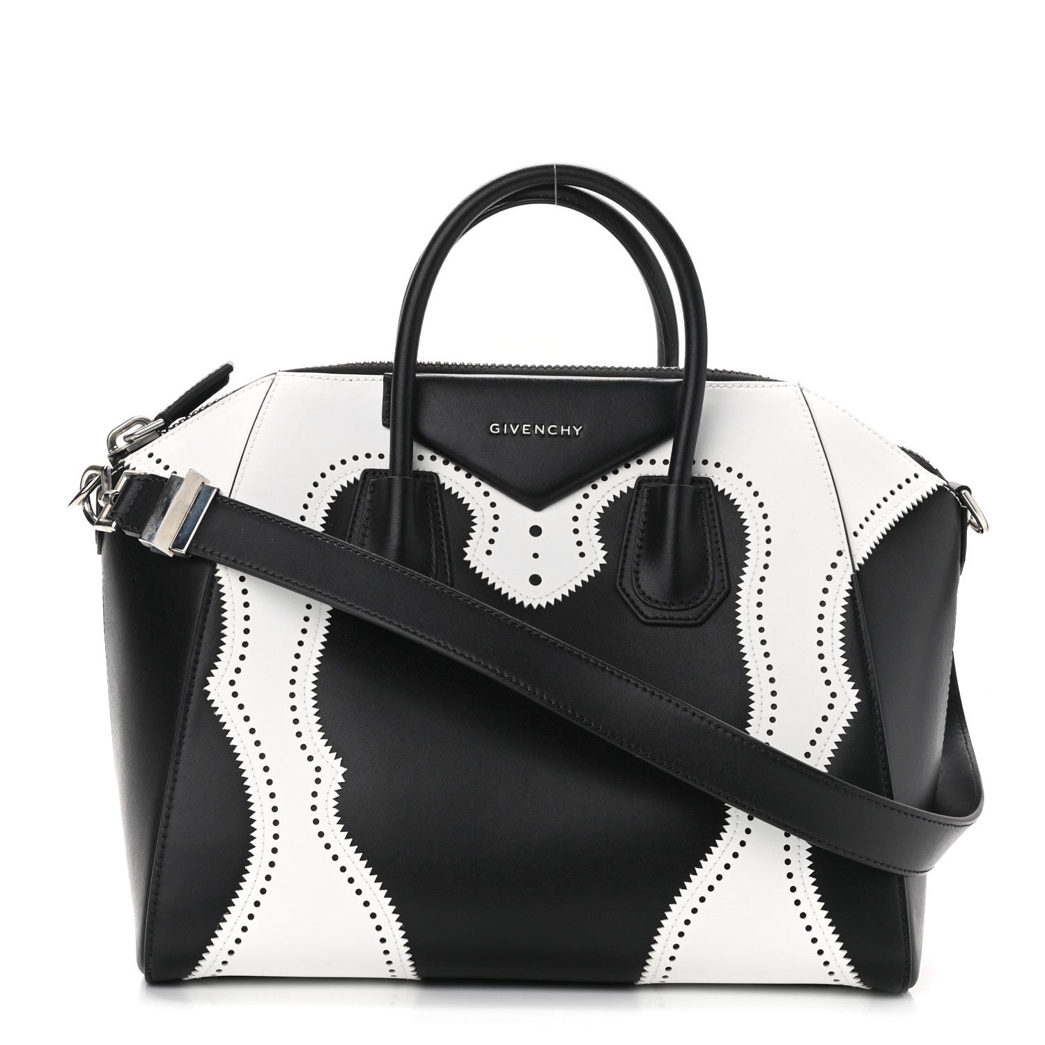 Givenchy Calfskin Brogue Medium Antigona Black White 1 of 11
