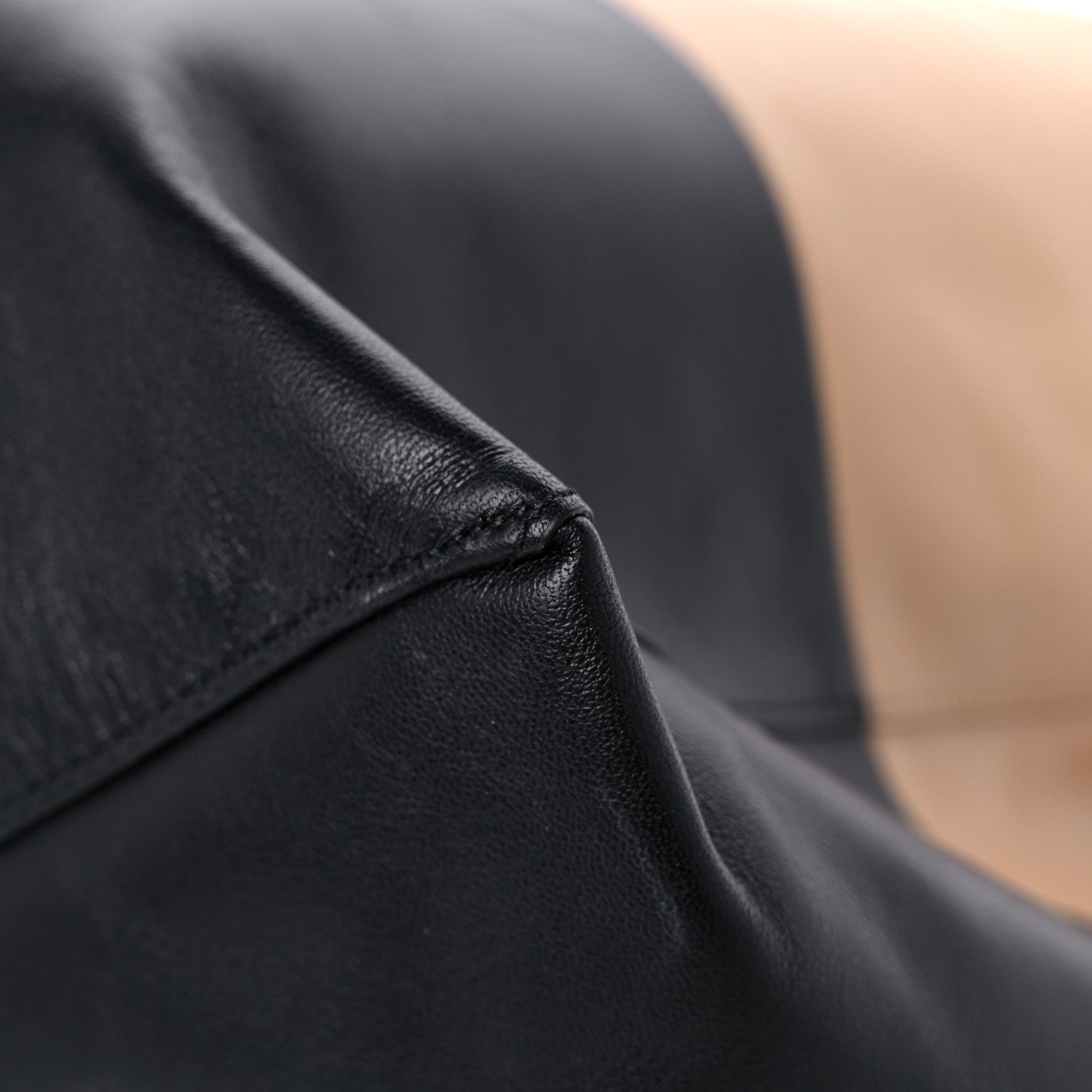 Celine Lambskin Horizontal Bi-Cabas Nude Black 8 of 12