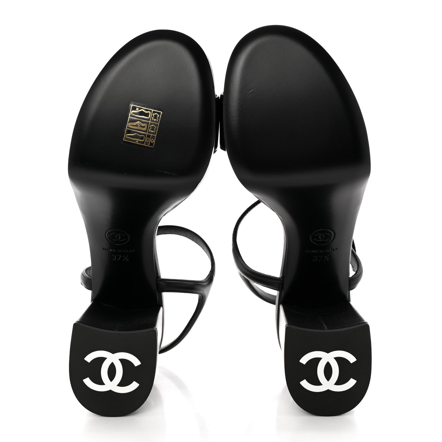 Chanel Lambskin Logo Platform Sandals 37.5 Black 6 of 11