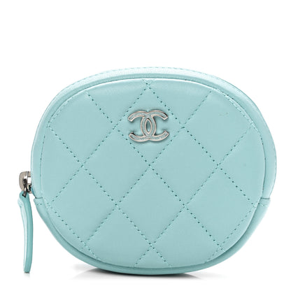 Chanel Lambskin Quilted Zip Around Classic Coin Purse Light Blue 1 of 8