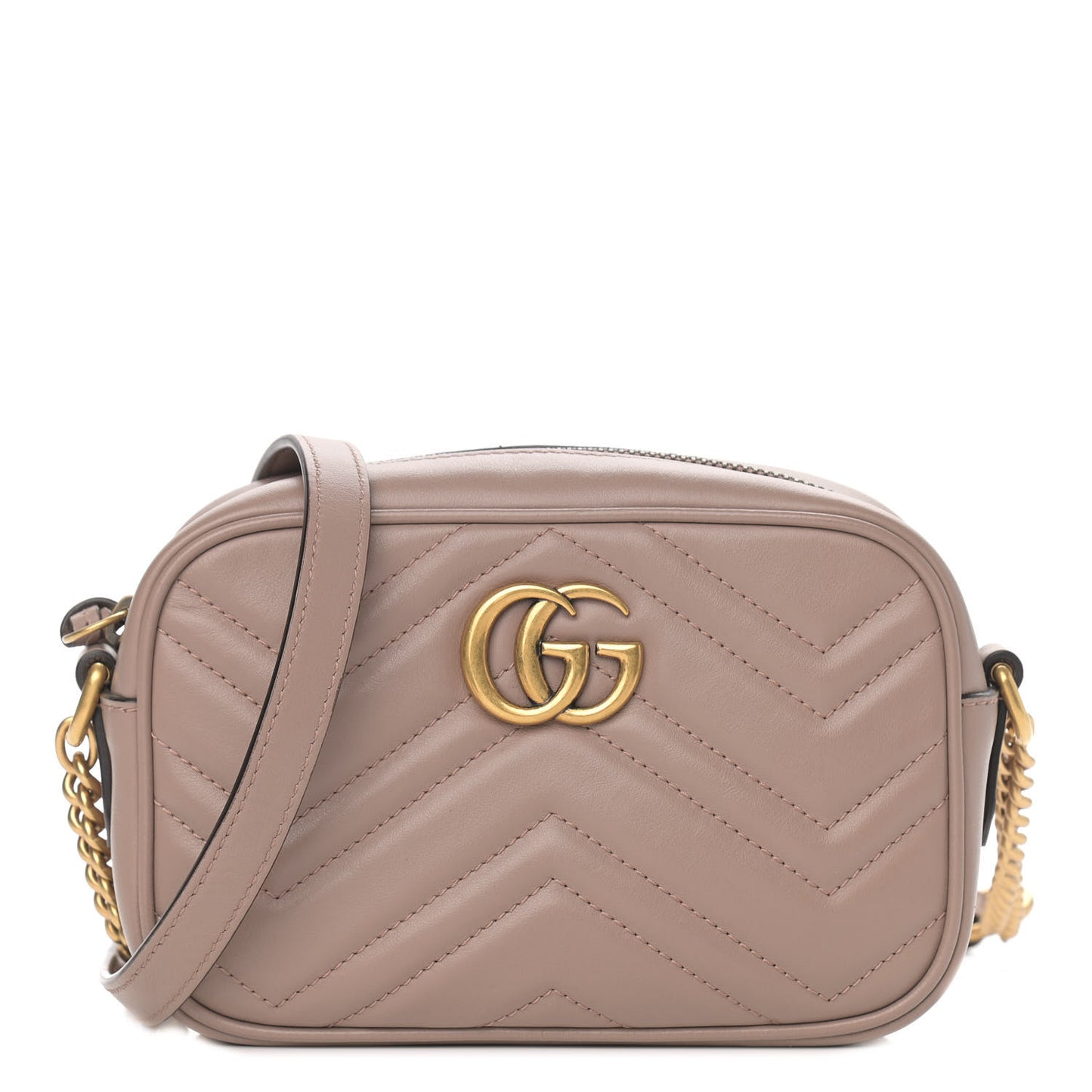 Calfskin Matelasse Mini GG Marmont Chain Shoulder Bag Porcelain Rose