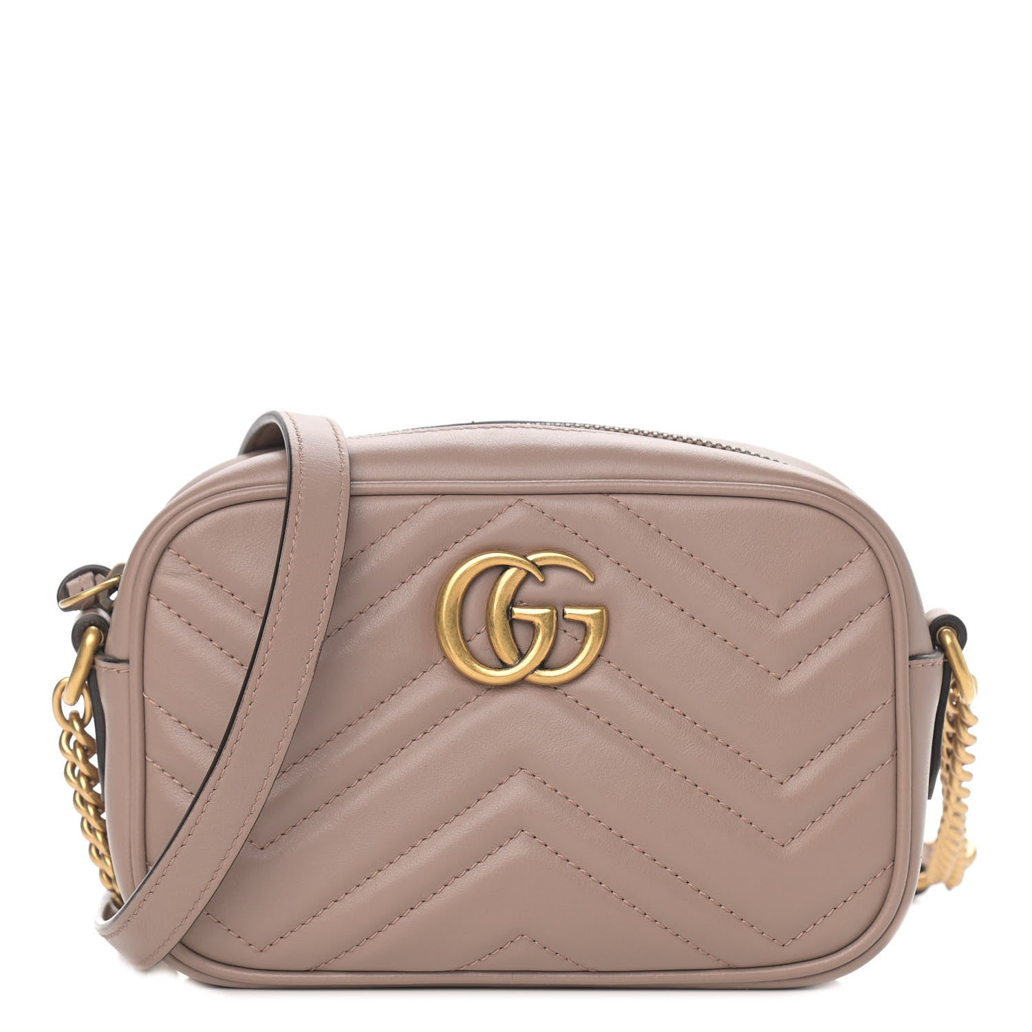 Gucci Calfskin Matelasse Mini GG Marmont Chain Shoulder Bag Porcelain Rose 1 of 9