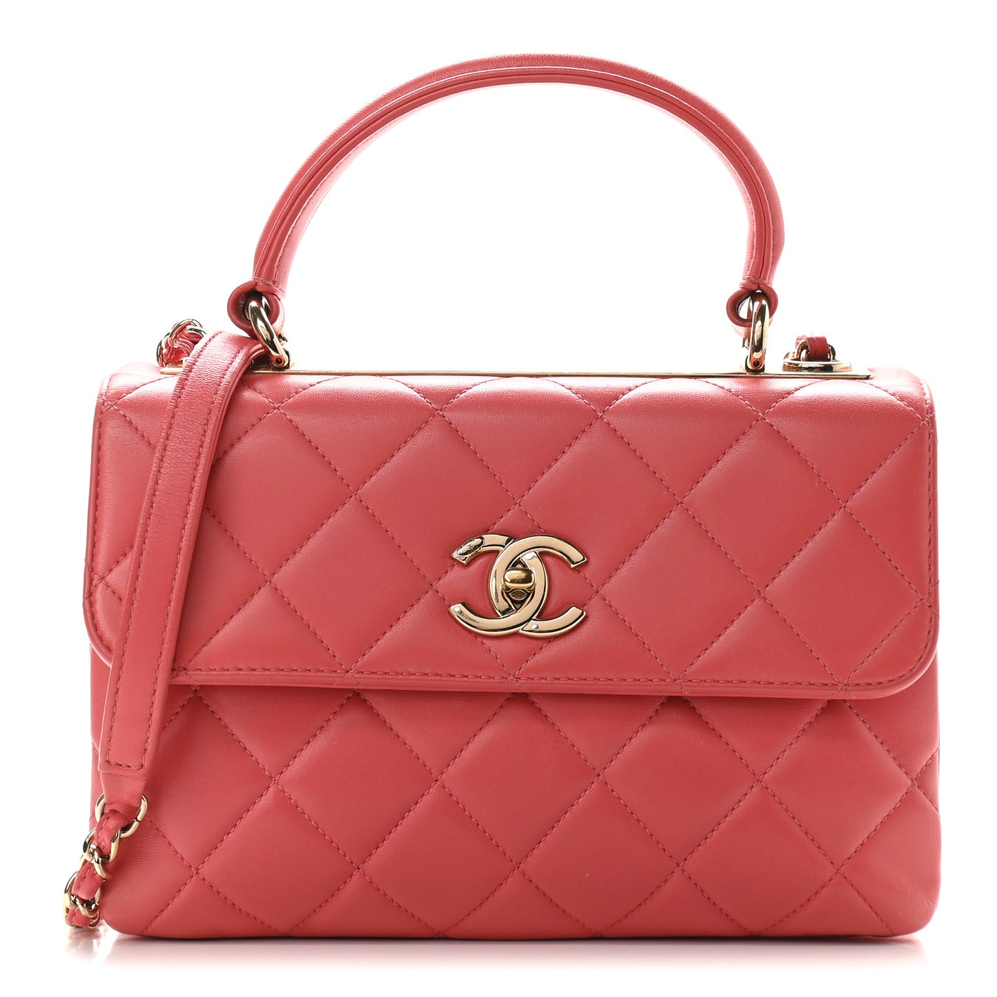 Lambskin Quilted Small Trendy CC Flap Dual Handle Bag Pink