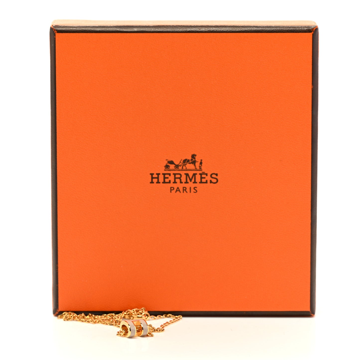 Lacquered Gold Mini Pop H Pendant Necklace Marron Glace