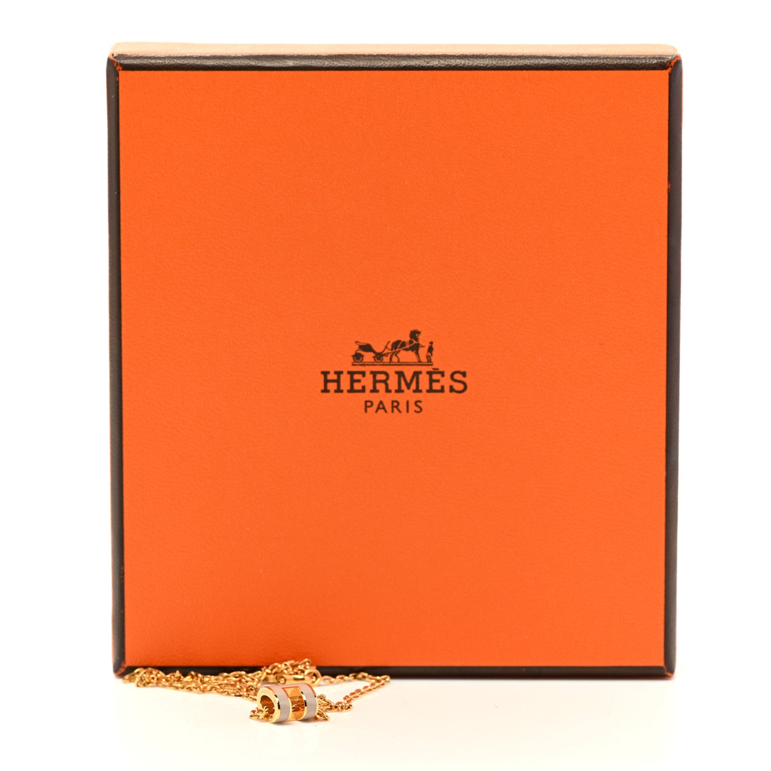 Hermes Lacquered Gold Mini Pop H Pendant Necklace Marron Glace 7 of 7
