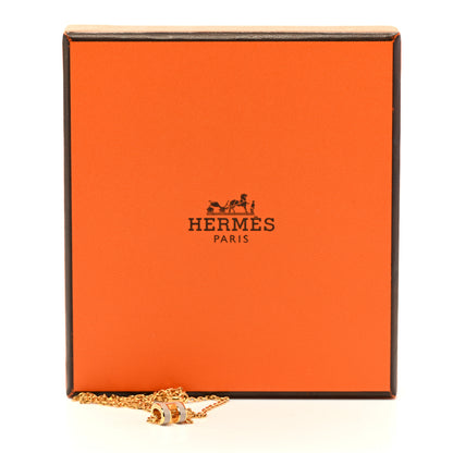 Hermes Lacquered Gold Mini Pop H Pendant Necklace Marron Glace 7 of 7