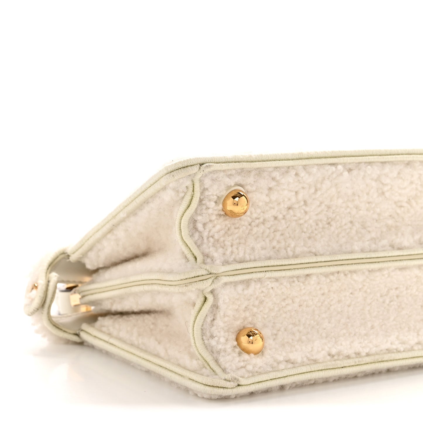 Curly Shearling Shiny Nappa Petite Peekaboo I SEE U Satchel White