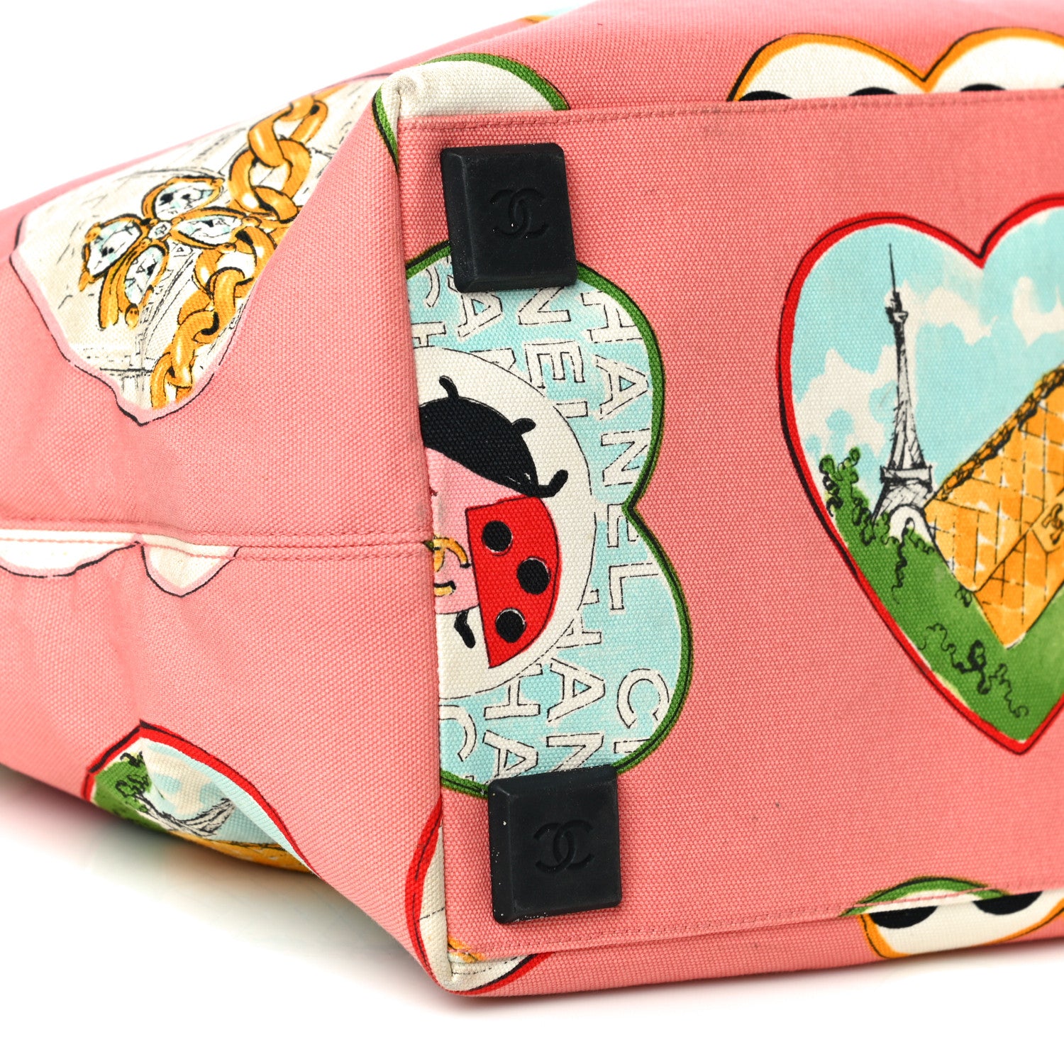 Chanel Canvas Coco Hearts Print Tote Multi 8 of 22