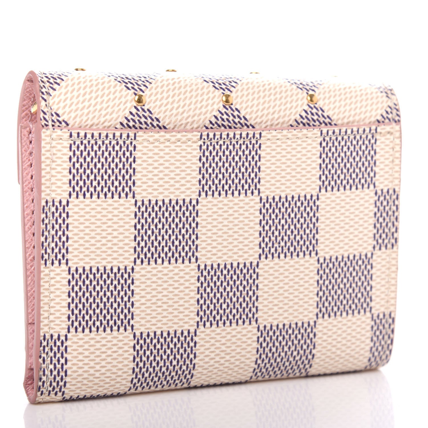 Louis Vuitton Damier Azur Studded Zoe Wallet Rose Ballerine 3 of 7