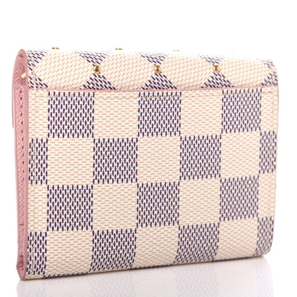 Louis Vuitton Damier Azur Studded Zoe Wallet Rose Ballerine 3 of 7