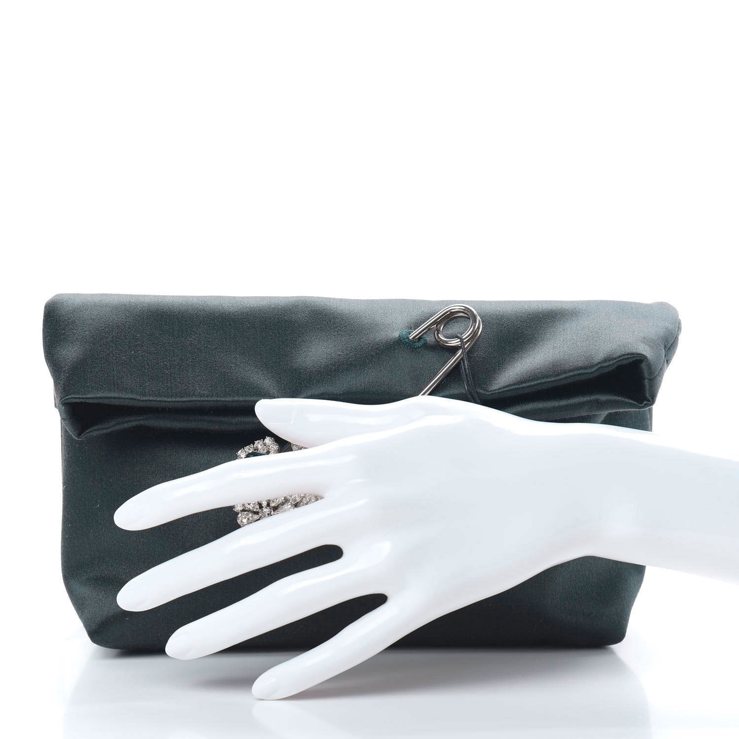 Burberry Satin Small Pin Clutch Green 2 of 8