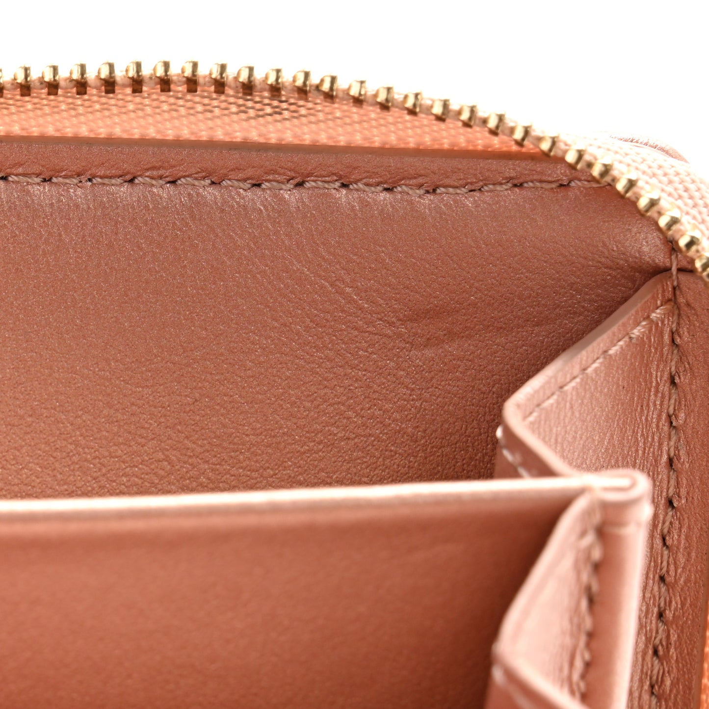 Metallic Lambskin Embossed Monogram Lou Coussin Wallet  Rose Gold