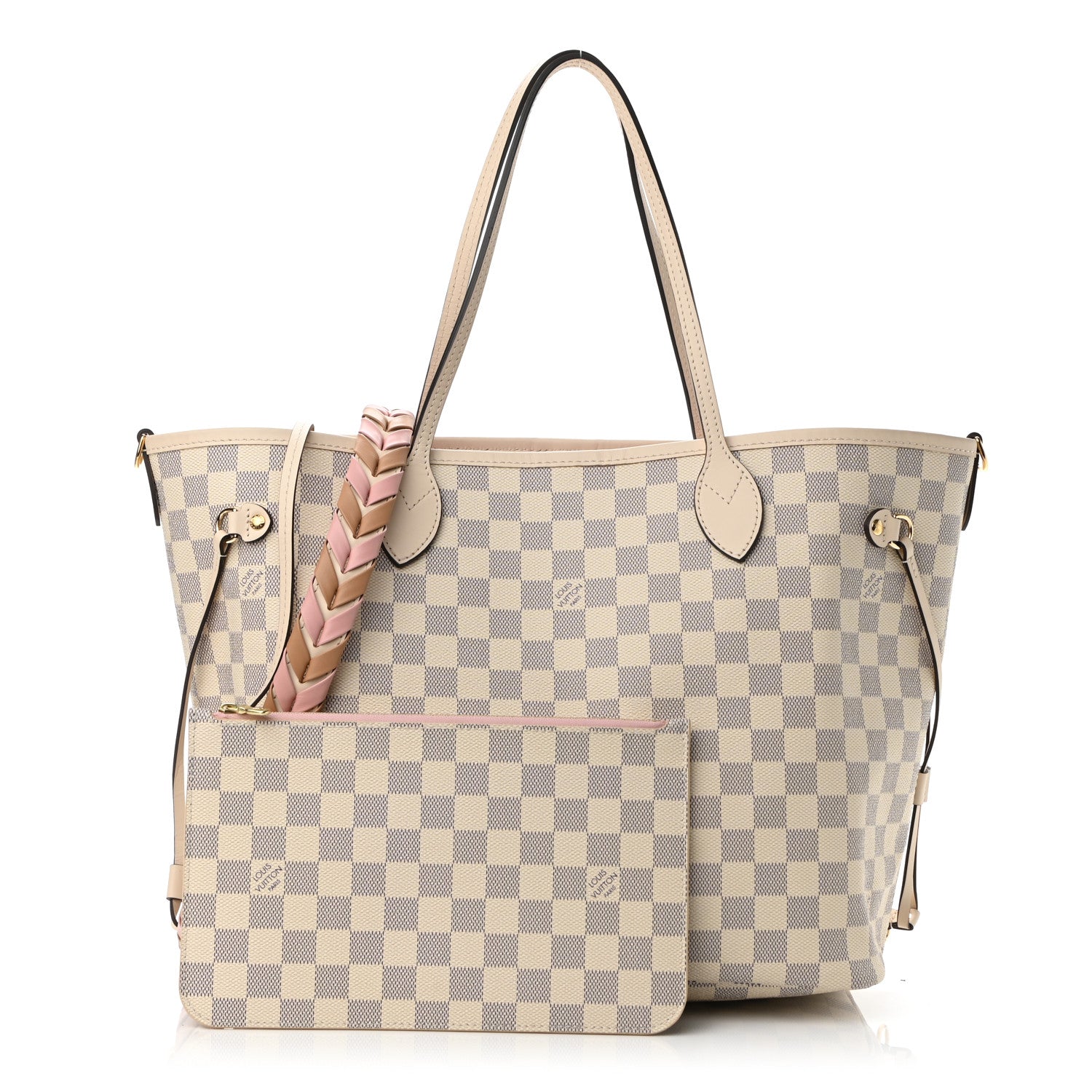 Louis Vuitton Damier Azur Braided Neverfull MM Pink 1 of 10