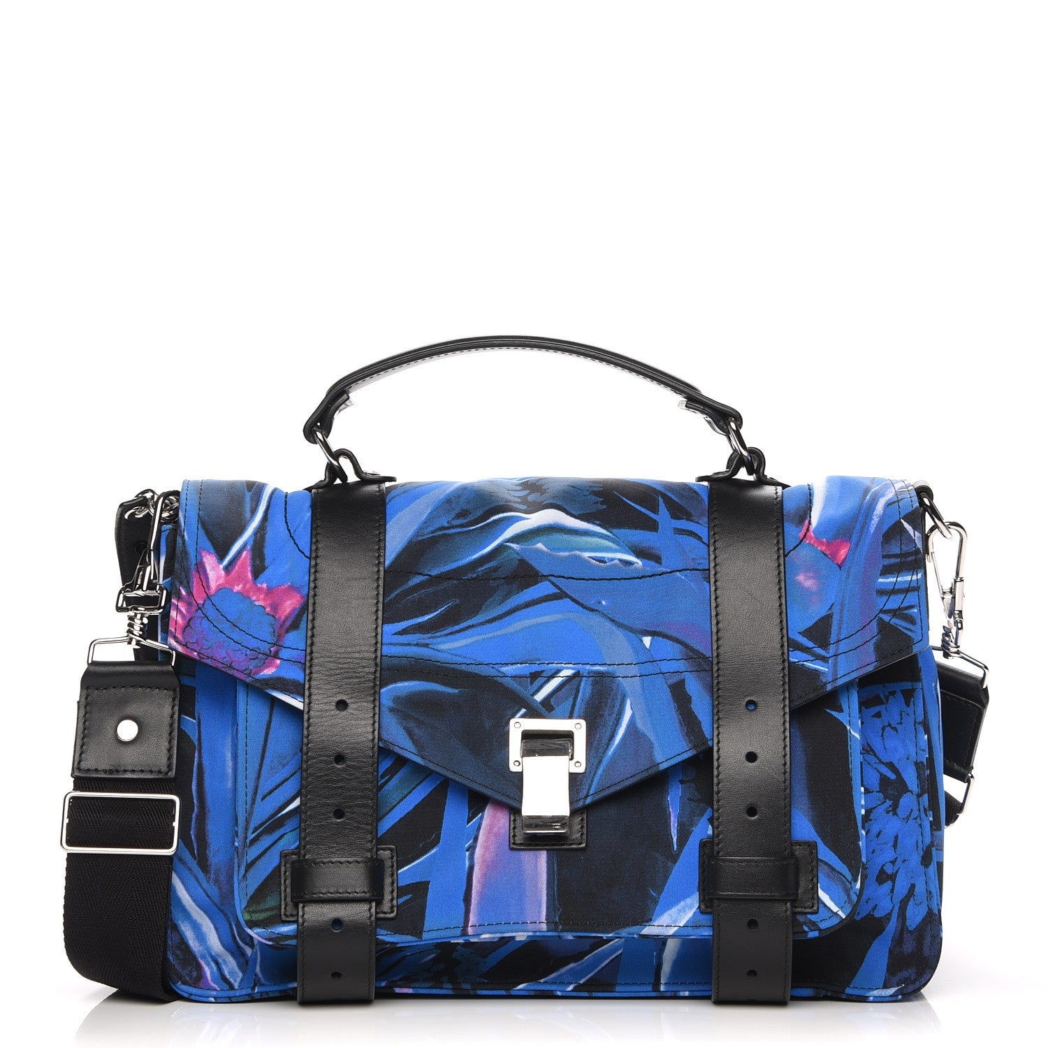 Proenza Schouler Nylon Floral Printed Medium PS1 Satchel Indigo Amethyst 1 of 7