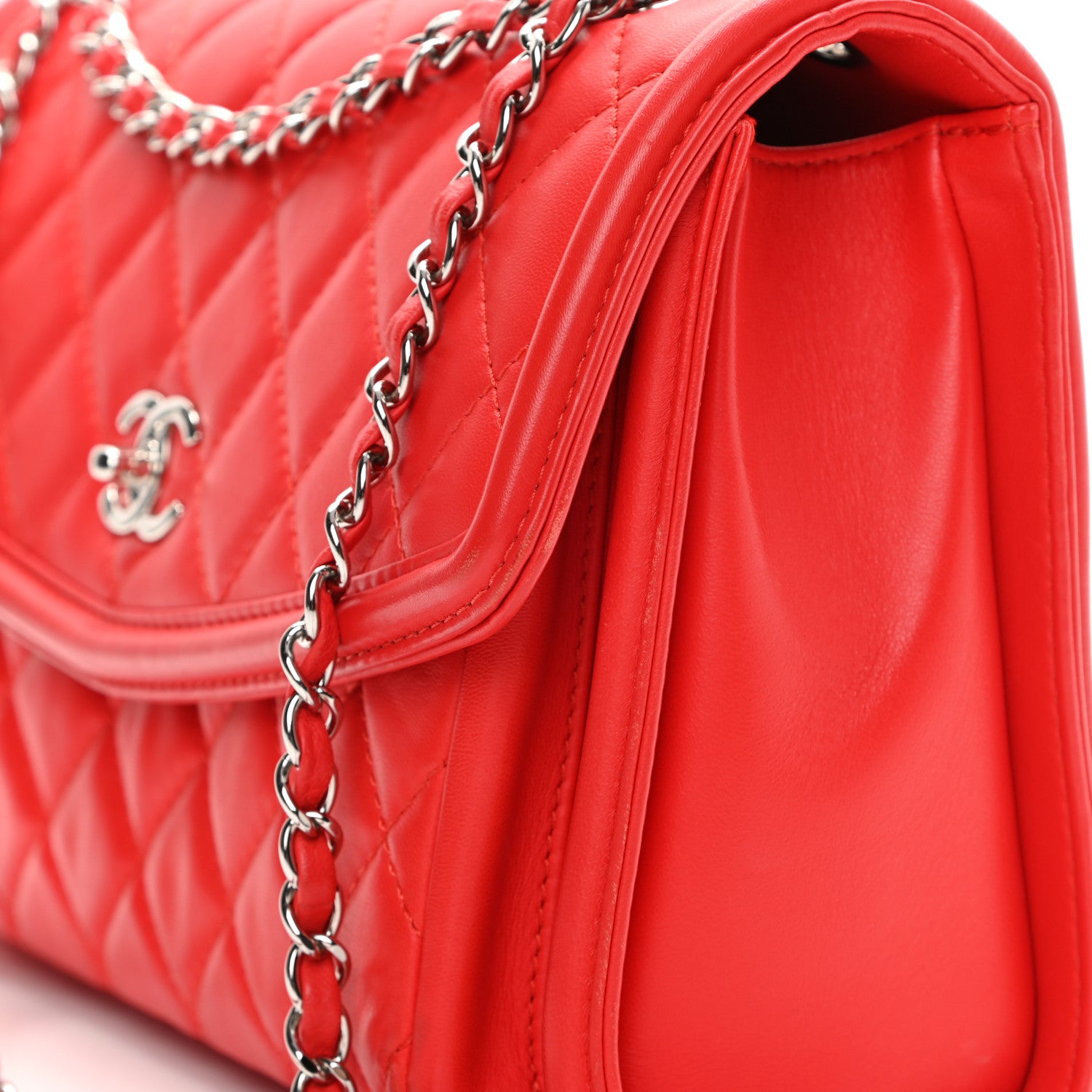 Chanel Lambskin Quilted Large Geometric Flap Red 18 of 19