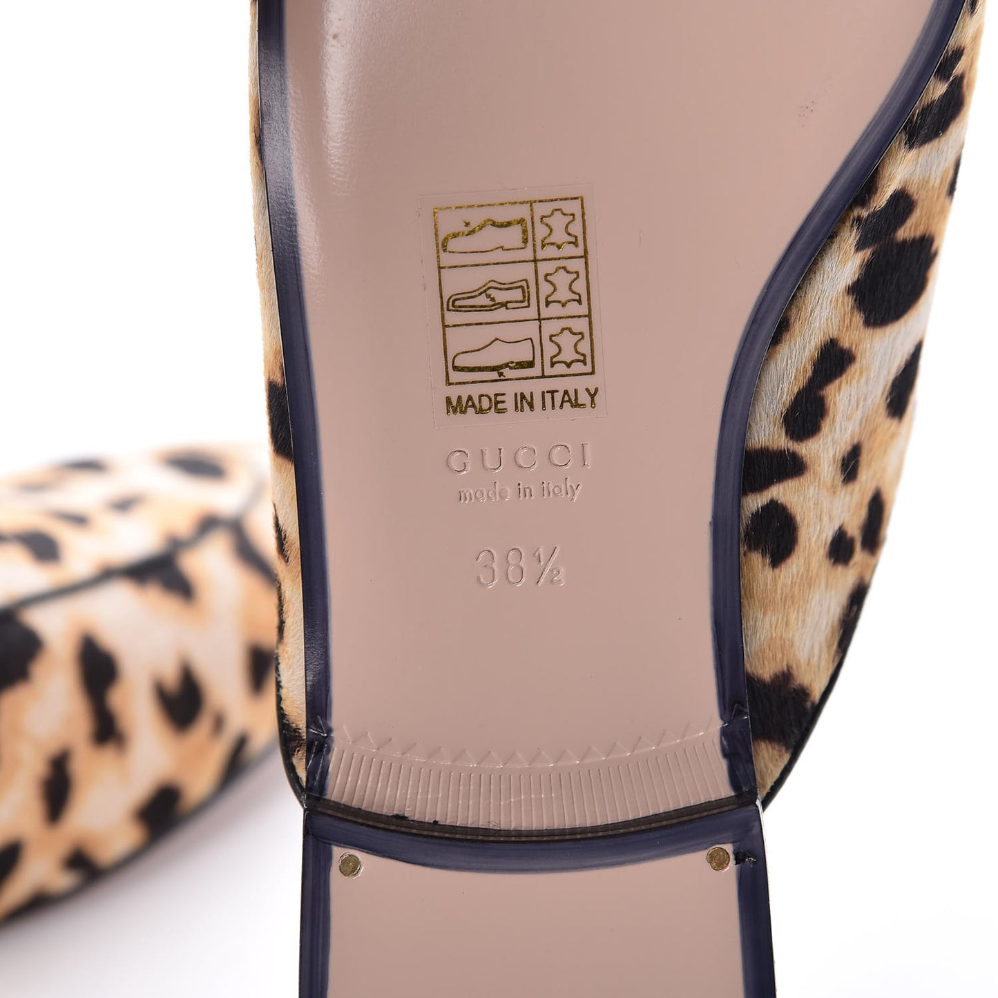 Calf Hair Leopard Print Womens Princetown Slippers 38.5 Naturale Black