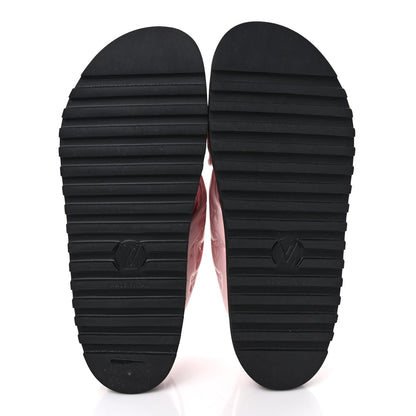 Louis Vuitton Lambskin Monogram Embossed Paseo Flat Comfort Sandals 39 Rose Clair 5 of 9