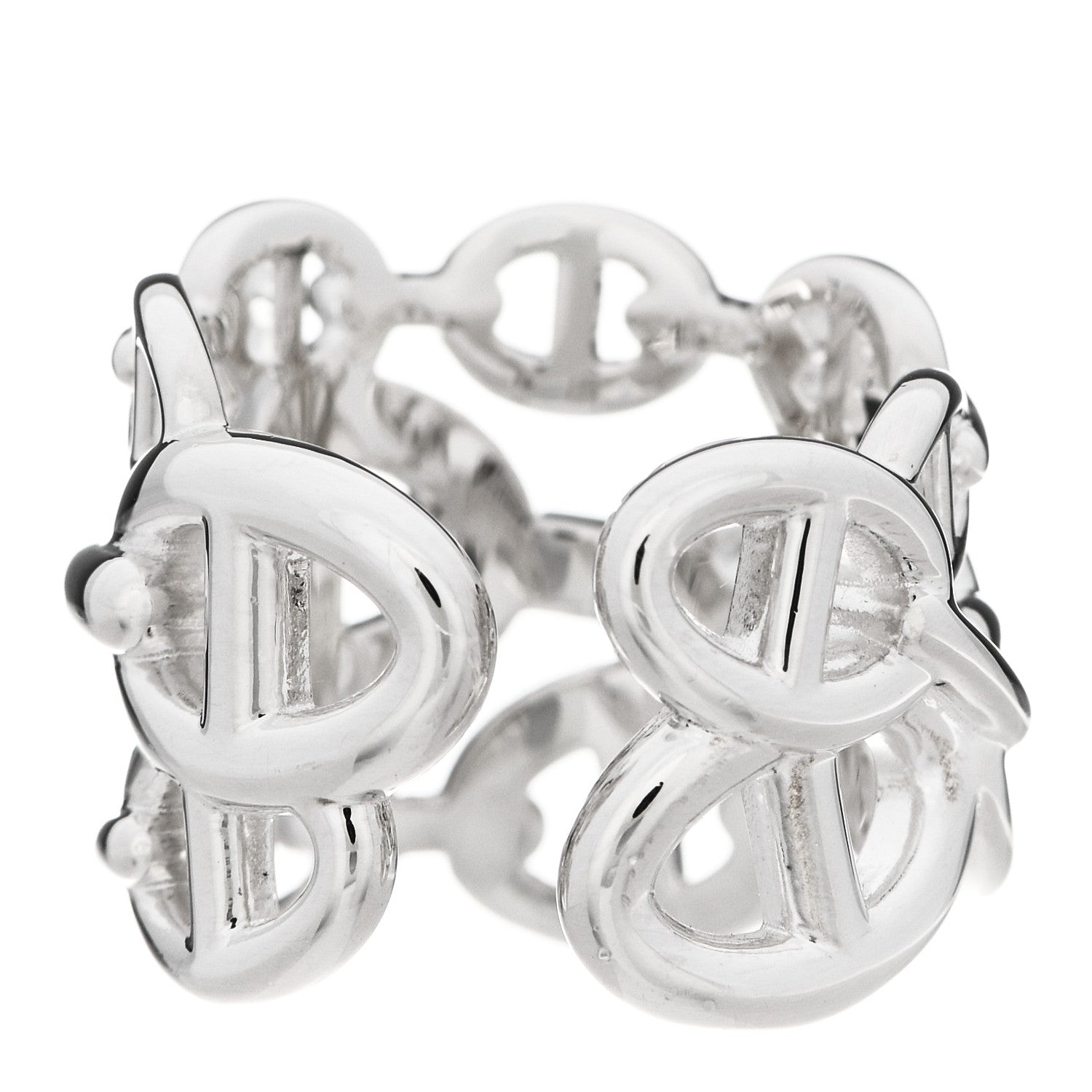 Hermes Sterling Silver GM Chaine d'Ancre Enchainee Band Ring 51 5.75 3 of 6