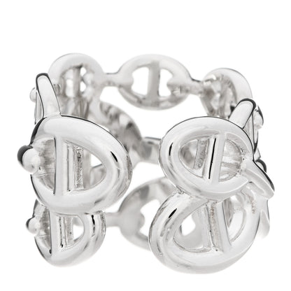 Hermes Sterling Silver GM Chaine d'Ancre Enchainee Band Ring 51 5.75 3 of 6