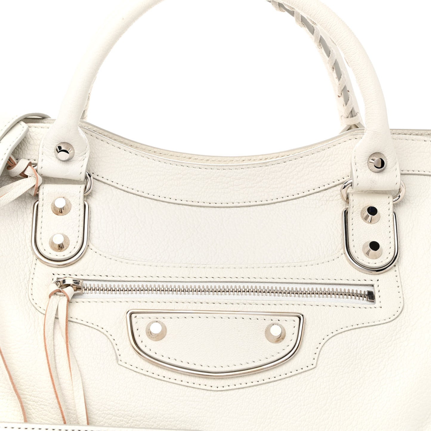 Chevre Silver Metallic Edge Hardware City White