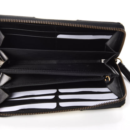 Gucci Calfskin Matelasse GG Marmont Zip Around Wallet Black White 5 of 9