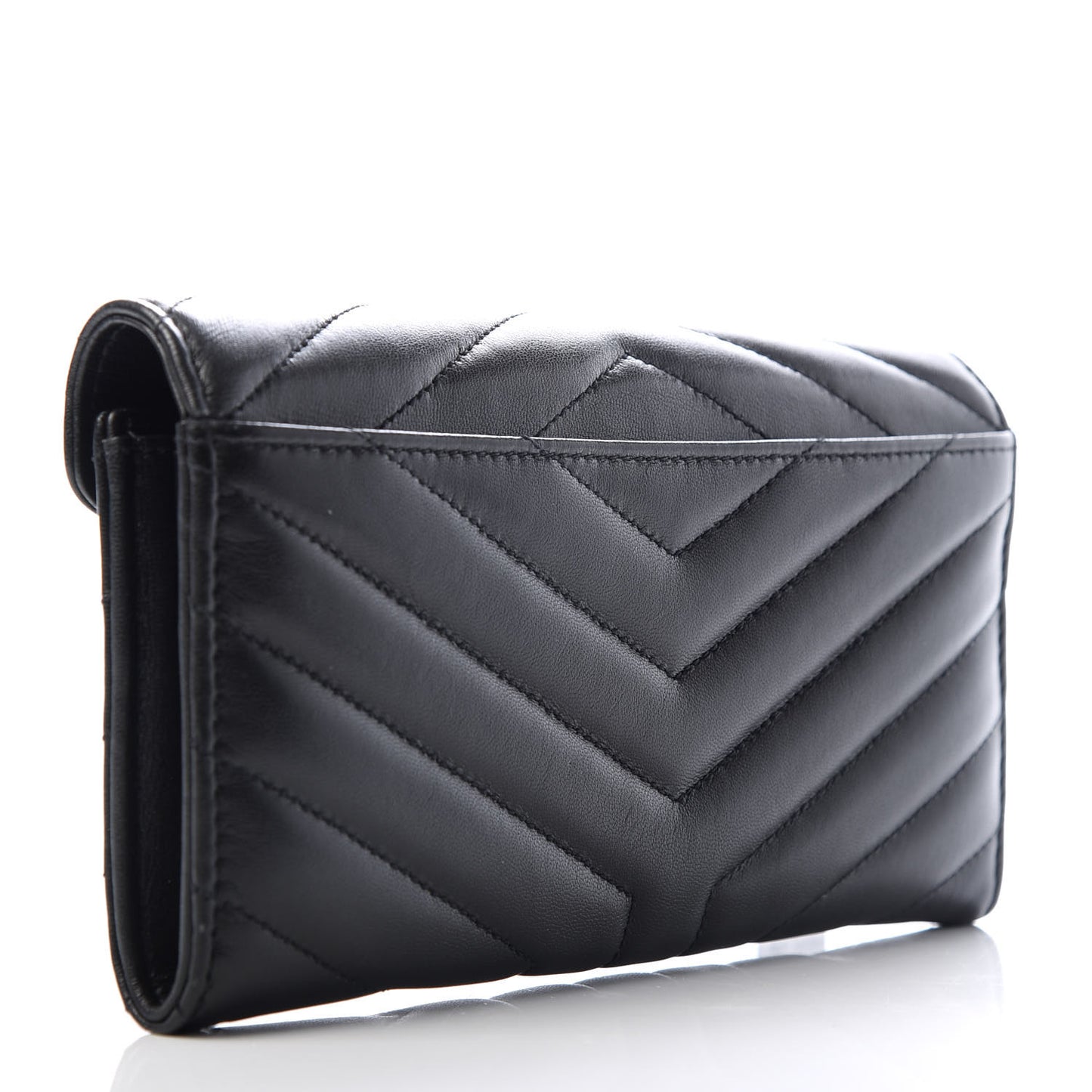 Lambskin Y Quilted Monogram Large Loulou Flap Wallet Black