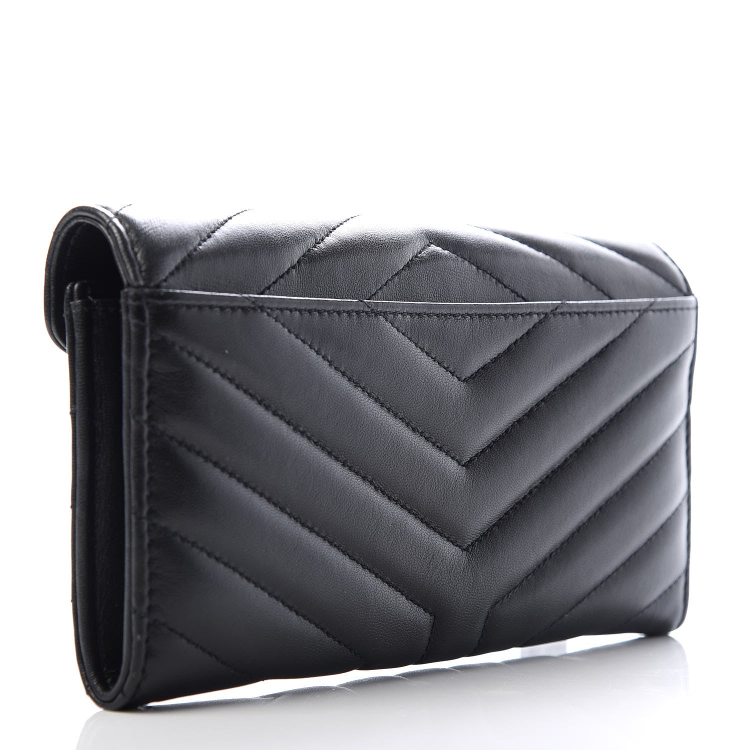 Saint Laurent Lambskin Y Quilted Monogram Large Loulou Flap Wallet Black 3 of 7