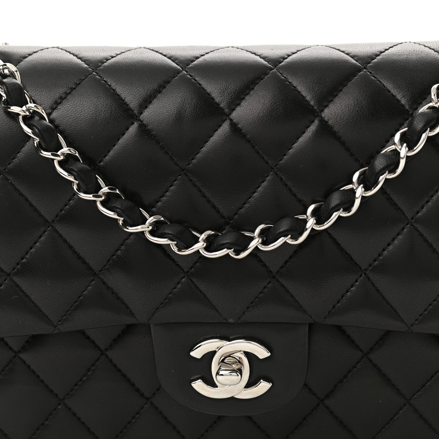 Chanel Lambskin Quilted Medium Double Flap Black 8 of 11