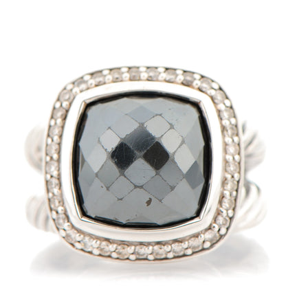 David Yurman Sterling Silver Diamond Hematite 11mm Albion Ring 44 3 1 of 5