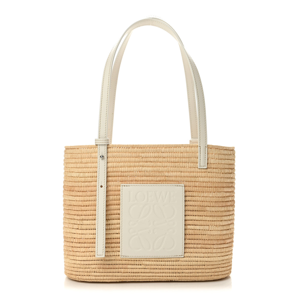 Loewe Raffia Square Small Basket Tote Bag Natural White 1 of 10