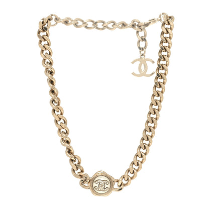 Chanel Pearl Crystal CC Chain Choker Necklace Gold 3 of 5
