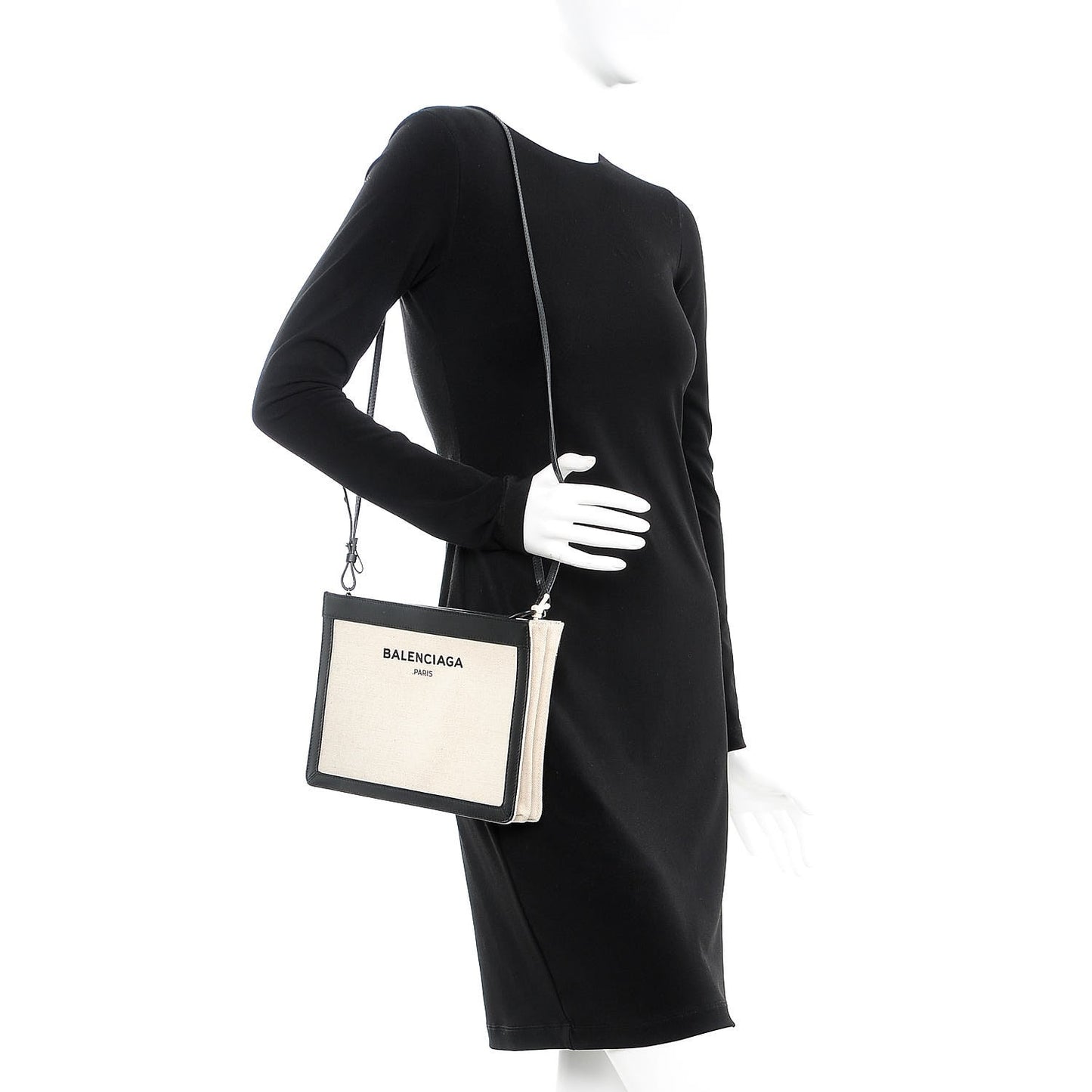 Cotton Canvas Pochette Crossbody Bag Black