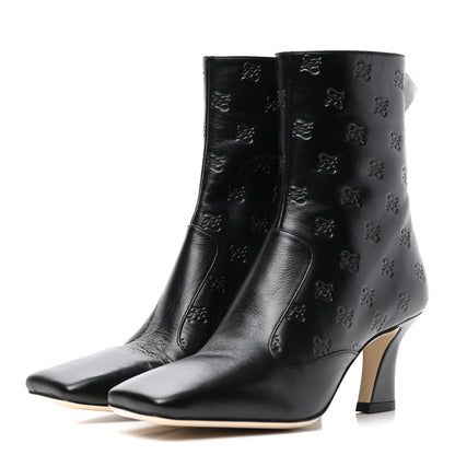 Fendi Vitello Karligraphy Embossed FFreedom Ankle Boots 36 Black 2 of 8