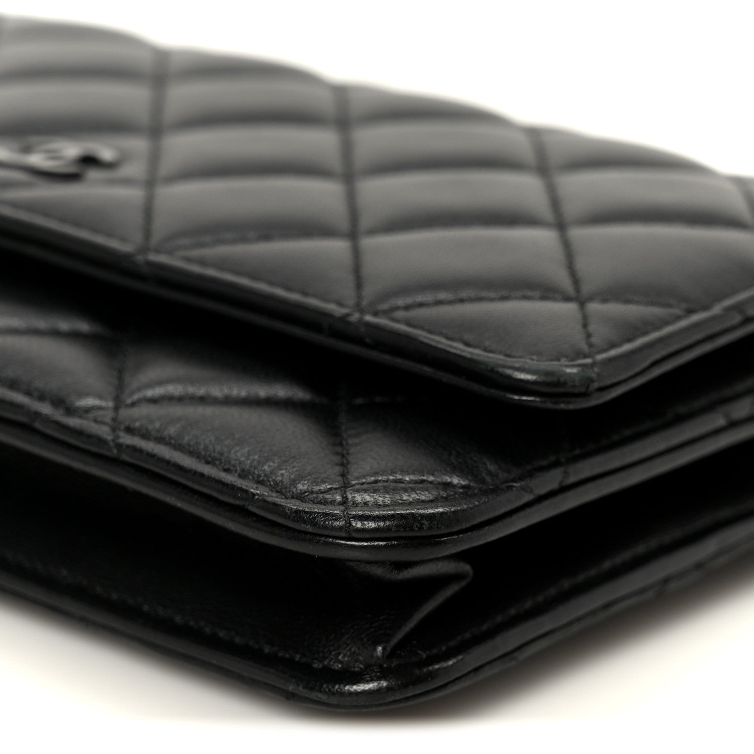 Chanel Pearly Lambskin Quilted Wallet On Chain WOC So Black 11 of 11