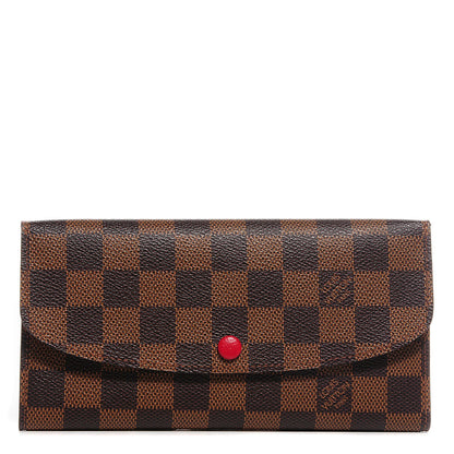 Louis Vuitton Damier Ebene Emilie Wallet Red 1 of 7