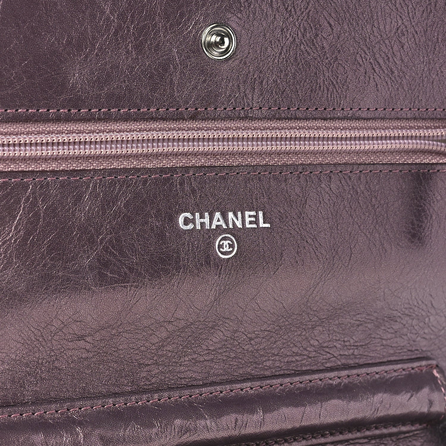 Chanel Metallic Aged Calfskin Quilted 2.55 Reissue Wallet on Chain WOC Purple 6 of 13