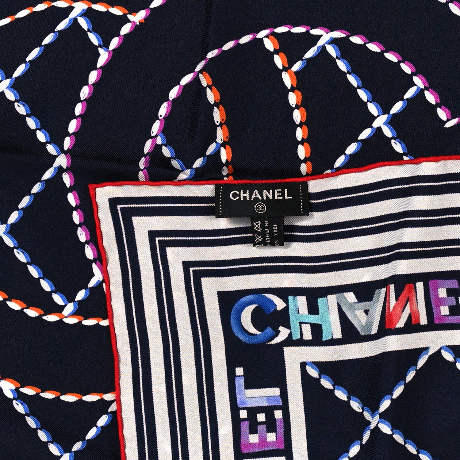 Chanel Silk CC Logo Square Scarf Multicolor 3 of 3